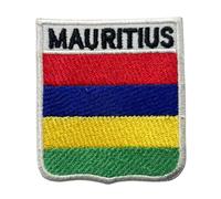 BeBuz Drapeau brodé de tous les pays avec écussons nominatifs - Écusson national à repasser ou à coudre - Patch militaire pour veste, chapeau et loisirs créatifs (île Maurice)