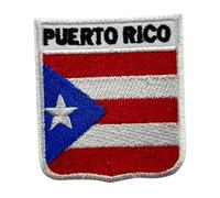 BeBuz Drapeau brodé de tous les pays avec écussons nominatifs - Écusson national à repasser ou à coudre - Patch militaire pour veste, chapeau et loisirs créatifs (Porto Rico)