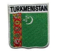 BeBuz Drapeau brodé de tous les pays avec écussons nominatifs - Écusson national à repasser ou à coudre - Patch militaire pour veste, chapeau et loisirs créatifs (Turkménistan)