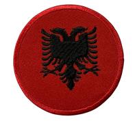 BeBuz Écusson brodé Drapeau Albanie Rond Circulaire 6 cm Patch Thermocollant Militaire Tactique Badge pour Vestes Sacs à Dos Chapeaux Vêtements