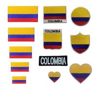 BeBuz Écusson brodé Drapeau Colombie Thermocollant ou à Coudre Rond Cœur et Rectangle pour Vestes Sacs Uniformes Différentes Tailles (Drapeau 9,5 cm x 4,5 cm)