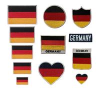 BeBuz Écusson brodé Drapeau de l'Allemagne Thermocollant ou à Coudre Patch Rond Cœur et Rectangle pour Vestes Sacs Uniformes Différentes Tailles (Drapeau 3 cm x 2 cm)