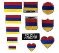 BeBuz Écusson brodé Drapeau de l'Arménie - Thermocollant ou à coudre - Rond - Cœur et Rectangle - Pour vestes, sacs, uniformes - Différentes tailles (drapeau avec nom)