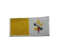 BeBuz Écusson brodé drapeau de tous les pays (4,5 x 3 cm) à thermocoller ou à coudre, pour veste, sac à dos, chapeau, loisirs créatifs (Cité du Vatican)