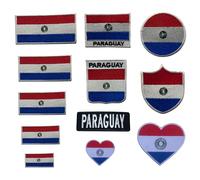 BeBuz Écusson brodé Drapeau du Paraguay - Thermocollant ou à coudre - Rond - Cœur et Rectangle - pour vestes, sacs, uniformes - Différentes tailles (drapeau 4,5 x 3 cm)