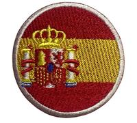 BeBuz Écusson brodé Drapeau Espagne Rond Circulaire 6 cm Patch Thermocollant Militaire Tactique Badge pour Vestes Sacs à Dos Chapeaux Vêtements