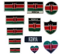 BeBuz Écusson brodé Drapeau Kenya Rond Circulaire 6 cm Thermocollant Patch Tissu Emblème pour Vestes Sacs à Dos Chapeaux Vêtements