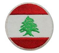 BeBuz Écusson brodé Drapeau Liban Rond ou Circulaire 6 cm Écusson Thermocollant à Coudre Militaire Tactique pour Vestes Sacs à Dos Chapeau Vêtements