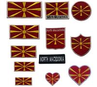 BeBuz Écusson brodé Drapeau Macédoine du Nord Macédoine Rond Circulaire 6 cm Patch thermocollant Tissu Emblème pour Vestes Sacs à Dos Chapeaux Vêtements