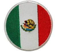 BeBuz Écusson brodé Drapeau Mexique Rond Circulaire 6 cm Patch Thermocollant Militaire Tactique Badge pour Vestes Sacs à Dos Chapeaux Vêtements