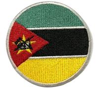 BeBuz Écusson brodé Drapeau Mozambique Rond ou Circulaire 6 cm Écusson Thermocollant à Coudre Militaire Tactique Badge pour Vestes Sacs à Dos Chapeaux Vêtements