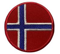 BeBuz Écusson brodé Drapeau Norvège Rond Circulaire 6 cm Patch Thermocollant Militaire Tactique Badge pour Vestes Sacs à Dos Chapeau Vêtements