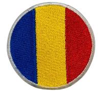 BeBuz Écusson brodé Drapeau Roumanie Rond ou Circulaire 6 cm Écusson Thermocollant à Coudre Militaire Tactique Badge pour Vestes Sacs à Dos Chapeaux Vêtements