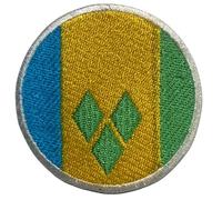 BeBuz Écusson brodé Drapeau Saint Vincent Rond Circulaire 6 cm Patch Thermocollant Militaire Tactique Badge pour Vestes Sacs à Dos Chapeau Vêtements