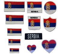 BeBuz Écusson brodé Drapeau Serbie Rond Circulaire 6 cm Thermocollant Patch Tissu Emblème pour Vestes Sacs à Dos Chapeaux Vêtements