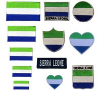 BeBuz Écusson brodé Drapeau Sierra Leone - 3 x 2 cm - À thermocoller ou à coudre - Pour veste, sac à dos, chapeau - Loisirs créatifs
