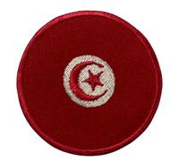 BeBuz Écusson brodé Drapeau Tunisie Rond ou Circulaire 6 cm Écusson Thermocollant à Coudre Militaire Tactique Badge pour Vestes Sacs à Dos Chapeaux Vêtements