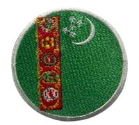 BeBuz Écusson brodé Drapeau Turkménistan Rond ou Circulaire 6 cm Écusson thermocollant Militaire Tactique Badge pour Vestes Sacs à Dos Chapeaux Vêtements