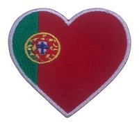 Bebuz Écusson brodé en forme de cœur avec drapeau du Portugal à repasser ou à coudre