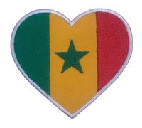 Bebuz Écusson brodé en forme de cœur avec drapeau du Sénégal à repasser ou à coudre