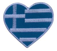 Bebuz Écusson brodé en forme de cœur avec drapeau grec thermocollant ou à coudre