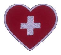 Bebuz Écusson brodé en forme de cœur avec drapeau suisse thermocollant ou à coudre