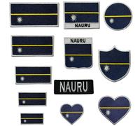 BeBuz Écusson brodé Nauru Mini Cœur Drapeau - Thermocollant ou Coudre - Emblème National - Badges de Réparation Tissu pour Veste, Chapeau, Sac à Dos - Loisirs Créatifs