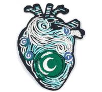 Bebuz Écusson brodé Van Gogh en forme de cœur thermocollant, pour vêtements, loisirs créatifs, vestes en denim, jeans, sacs à dos