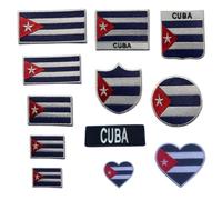 BeBuz Ensemble de patchs brodés avec drapeau de Cuba, thermocollants ou à coudre, bouclier rectangulaire en forme de cœur rond pour vestes, sacs à dos, chapeaux, uniformes et différentes tailles