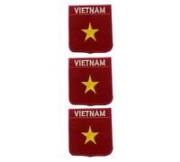 BeBuz Lot de 3 écussons brodés à coudre ou à repasser Motif bouclier des pays nationaux avec nom 6 cm x 7 cm (Vietnam)