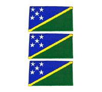 BeBuz Lot de 3 écussons brodés à thermocoller ou à coudre sur le drapeau de tous les pays, 7 x 4 cm, pour gilet, veste, sac à dos, chapeau et loisirs créatifs (Îles Salomon)