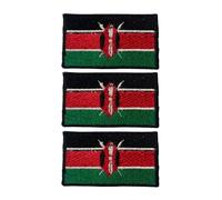 BeBuz Lot de 3 écussons brodés à thermocoller ou à coudre sur le drapeau de tous les pays, 7 x 4 cm, pour gilet, veste, sac à dos, chapeau et loisirs créatifs (Kenya)