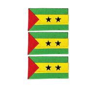 BeBuz Lot de 3 écussons brodés à thermocoller ou à coudre sur le drapeau de tous les pays, 7 x 4 cm, pour gilet, veste, sac à dos, chapeau et loisirs créatifs (Sao Tome)