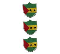 BeBuz Lot de 3 écussons brodés drapeau pays pays - À repasser ou à coudre - 6,3 cm x 5,5 cm (Sao Tome)