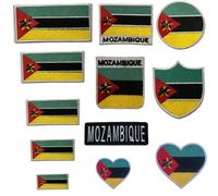 BeBuz Patch brodé avec drapeau du Mozambique - Écusson brodé - Écusson brodé - Écusson national - Pour réparation de veste, chapeau, sac à dos - Loisirs créatifs