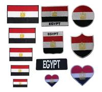 BeBuz Patch brodé du drapeau de l'Égypte - Thermocollant ou à coudre - Rond - Cœur et Rectangle - Pour vestes, sacs, uniformes - Différentes tailles (drapeau du cœur - L)