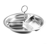 Bebykilemi Assiette vapeur en acier inoxydable à 3 cavités avec poignée pour intérieur ou extérieur, salle à manger, pique-nique, déjeuner, accessoires de cocotte minute (19,3 cm)