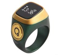 Bebykilemi Bague intelligente étanche pour Zikr avec compteur numérique et alertes de vibration pour cinq prières musulmanes quotidiennes, avec écran clair (22 mm, vert)