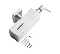 Bebykilemi Distributeur de savon manuel en acier inoxydable brossé pour salle de bain d'hôtel, design carré avec bouton poussoir, durable et hygiénique pour un usage commercial (argenté)