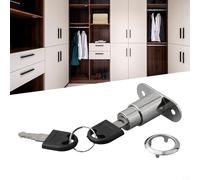 Bebykilemi Fermoir de porte coulissante en zinc pour placard, vitrine ou armoire Chrome brillant Comprend un cylindre de fixation pour éviter le balancement de serrure 2 clés 23/32 mm Si (23 mm)