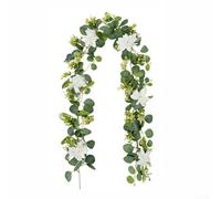 Bebykilemi Guirlande d'eucalyptus artificiel - 180 cm de vigne réaliste avec tiges en rotin flexibles pour décoration d'intérieur, mariages et événements, imitation eucalyptus (A)
