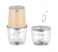 Bebykilemi Hachoir à viande électrique avec 2 bols de traitement, hachoir alimentaire alimenté par USB pour légumes, oignons, noix et viandes, appareil de cuisine compact (jaune)