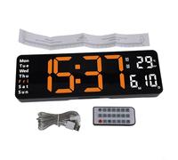 Bebykilemi Horloge numérique à double usage pour affichage mural ou de table avec grande police, jour de la semaine et télécommande - Noir (lumière orange) 33 cm