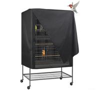 Bebykilemi Housse de cage imperméable en tissu Oxford 210D bloquant la lumière, tissu respirant et anti-poussière pour cage à oiseaux carrée, utilisation en extérieur, jardin, noir (97 x 61 x 122 cm)