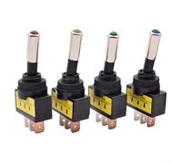 Bebykilemi Interrupteur à bascule SPST ON-OFF de 12 mm avec indicateur LED pour automobile, montage sur panneau industriel, 12 V/24 V CC, 20 A, (rouge)