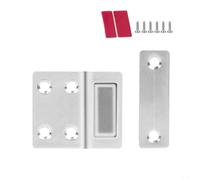 Bebykilemi Loquet magnétique argenté pour meubles - 65 x 16 mm - Butée de porte avec forte tenue, construction en acier et aimant, comprend des vis pour armoires, tiroirs, (milieu argenté)