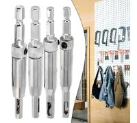 Bebykilemi Lot de 2 forets à charnière à centrage automatique pour installation de porte et d'armoire, 7 fentes en acier rapide avec clé en L, trous pilotes précis pour le travail du bois, lot de 2 (5