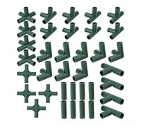 Bebykilemi Lot de 36 connecteurs pour cadre de serre avec 6 types de connecteurs pour tubes de 16 mm, T à angle droit, croisillons à cinq voies, croix plates, tees plats et direct