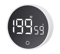 Bebykilemi Magnétique Plus Cuisine numérique avec grand compte à rebours LED Minutes Visuel jusqu'à 199° Luminosité réglable Minuteur 3 niveaux de volume Fonction chronomètre Abdos Blanc