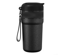 Bebykilemi Moulin à café manuel en acier inoxydable avec tasse intégrée, design à double roulement pour un fonctionnement fluide, fraise réglable (noir)